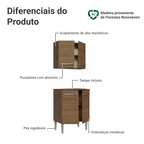 Kit com Armário Aéreo e Balcão 64cm Rustic Emilly Madesa
