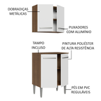 Kit com Armário Aéreo e Balcão 64cm Rustic/Branco Emilly Madesa