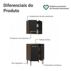 Kit com Armário Aéreo e Balcão 64cm Rustic/Preto Emilly Madesa