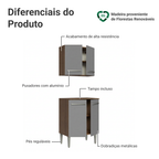 Kit com Armário Aéreo e Balcão 64cm Rustic/Cinza Emilly Madesa