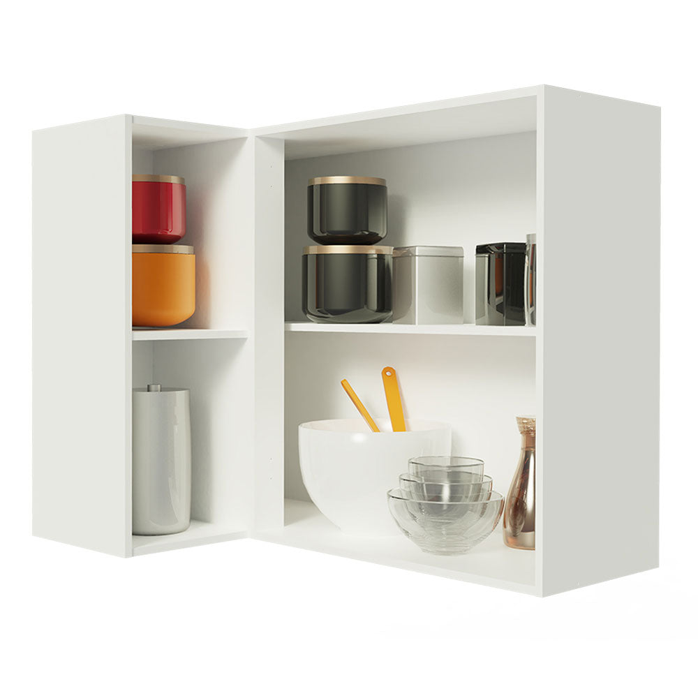 Armário Aéreo de Canto Madesa Smart 100% MDF com 1 Porta e Adega Branco/Crema