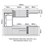 Armário de Cozinha Completa 290cm Branco Vicenza Madesa