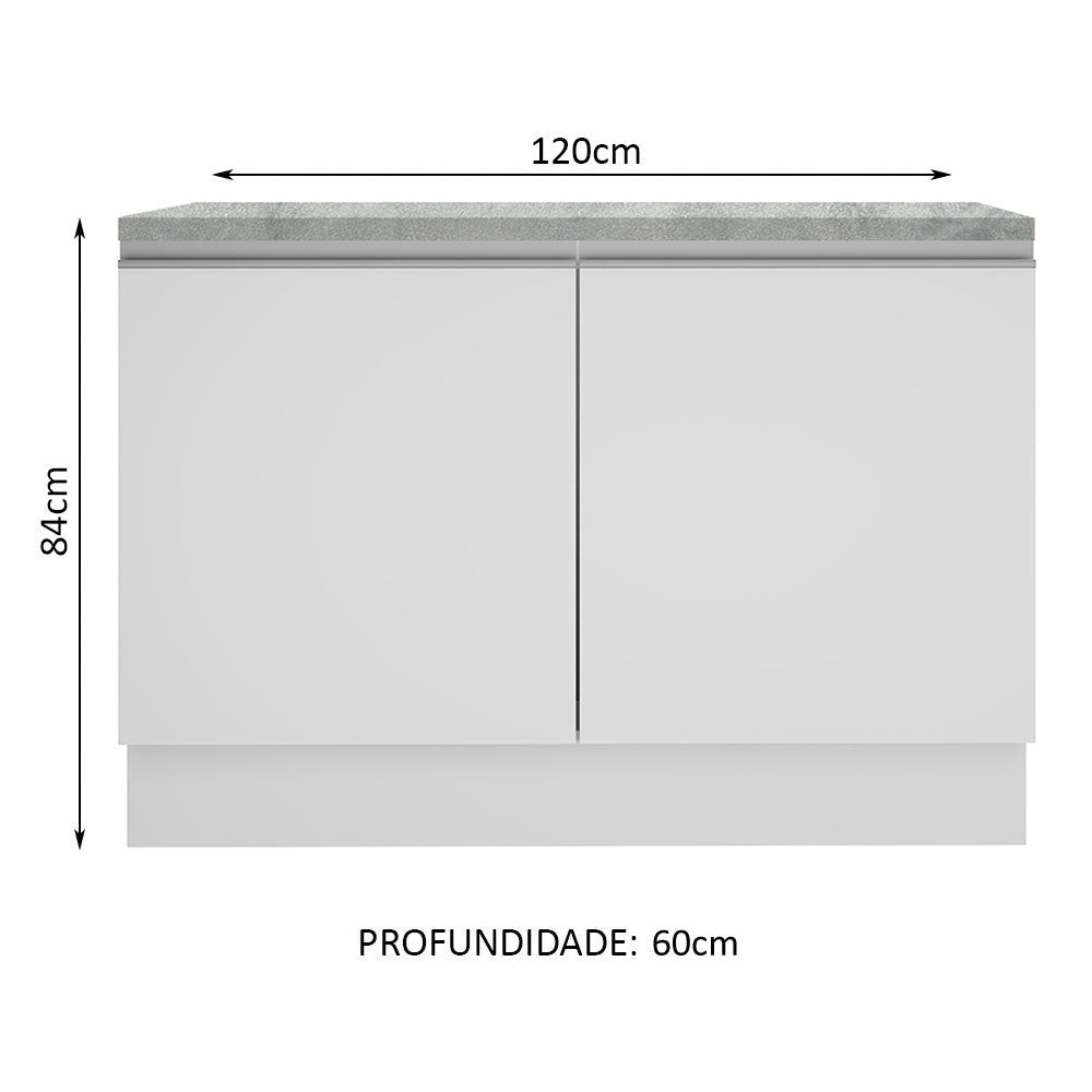 Balcão Gabinete Madesa Glamy 120 x 60 cm 2 Portas (Com Tampo) Branco