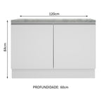Balcão Gabinete Madesa Glamy 120 x 60 cm 2 Portas (Com Tampo) Branco