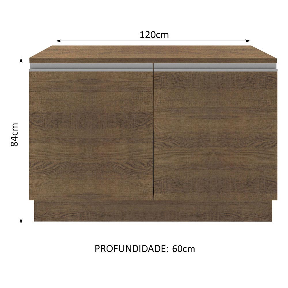 Balcão Gabinete Madesa Glamy 120 x 60 cm 2 Portas (Com Tampo) Rustic