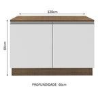 Balcão Gabinete Madesa Glamy 120 x 60 cm 2 Portas (Com Tampo) Rustic/Branco
