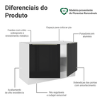 Balcão Gabinete de Pia 120 x 60 cm 2 Portas (Sem Tampo) Branco/Preto Lux Madesa