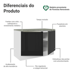 Balcão de Cozinha 120 x 60 cm 2 Portas (Com Tampo) Branco/Preto Lux Madesa