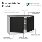 Balcão de Cozinha 120 x 60 cm 2 Portas (Com Tampo) Branco/Preto Vik Madesa