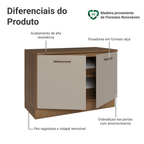 Balcão Gabinete 120 x 60 cm 2 Portas (Com Tampo) Rustic/Crema Agata Madesa