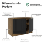 Balcão de Cozinha 120 x 60 cm 2 Portas (Com Tampo) Rustic/Preto Lux Madesa