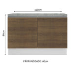 Balcão Gabinete Madesa Glamy 120 x 60 cm 2 Portas (Com Tampo) Branco/Rustic