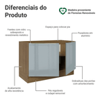 Balcão Gabinete de Pia 120 x 60 cm 2 Portas (Sem Tampo) Rustic/Cinza Lux Madesa