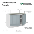 Balcão de Cozinha 120 x 60 cm 2 Portas (Com Tampo) Branco/Cinza Lux Madesa