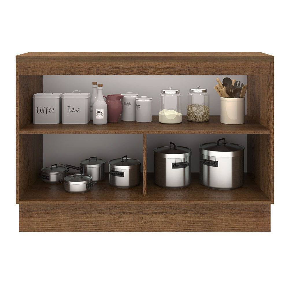 Balcão Gabinete Madesa Agata 120 x 60 cm 2 Portas (Com Tampo) Rustic/Cinza