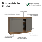 Balcão de Cozinha 120 x 60 cm 2 Portas (Com Tampo) Rustic/Cinza Vik Madesa