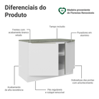 Balcão de Cozinha 120 x 60 cm 2 Portas (Com Tampo) Branco/Branco Veludo Lux Madesa