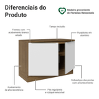 Balcão de Cozinha 120 x 60 cm 2 Portas (Com Tampo) Rustic/Branco Veludo Lux Madesa