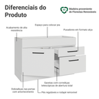 Balcão Gabinete de Pia 120 x 60 cm 1 Porta 2 Gavetas Branco (Sem Tampo) Agata Madesa