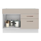 Balcão Gabinete de Pia 120 x 60 cm 1 Porta 2 Gavetas Branco/Crema (Sem Tampo) Agata Madesa