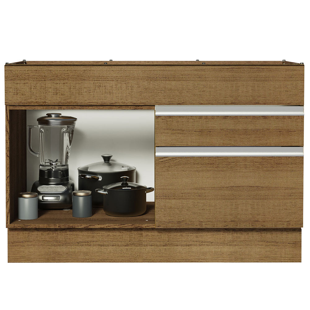 Balcão Gabinete de Pia 120 x 60 cm 1 Porta 2 Gavetas Rustic (Sem Tampo) Glamy Madesa