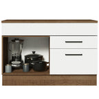 Balcão Gabinete 120 x 60 cm 1 Porta 2 Gavetas Rustic/Branco (Com Tampo) Agata Madesa