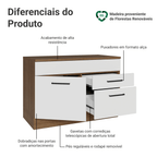 Balcão Gabinete 120 x 60 cm 1 Porta 2 Gavetas Rustic/Branco (Com Tampo) Agata Madesa