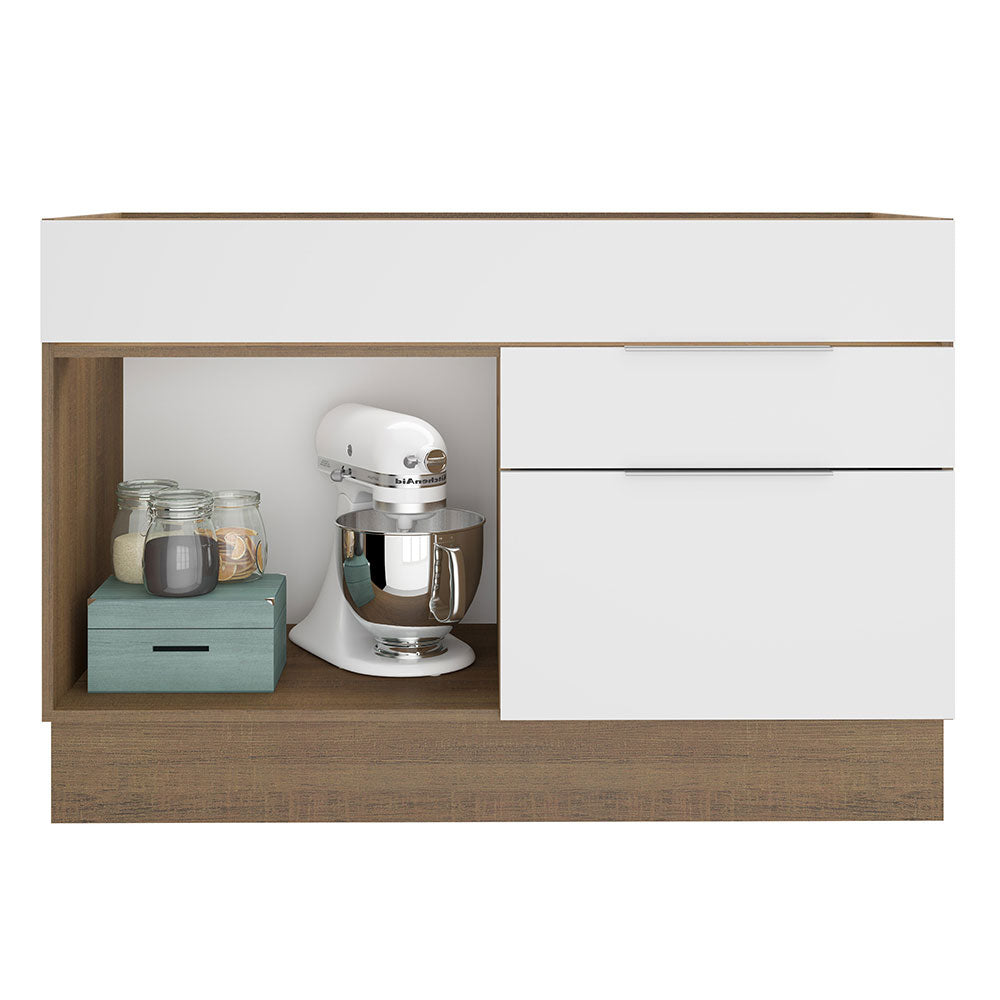 Balcão de Pia Cozinha 120 x 60 cm 1 Porta 2 Gavetas (Sem Tampo) Rustic/Branco Stella Madesa