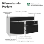 Balcão Gabinete de Pia 120 x 60 cm 1 Porta 2 Gavetas Branco/Preto (Sem Tampo) Agata Madesa