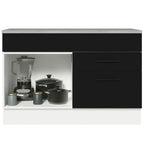 Balcão Gabinete 120 x 60 cm 1 Porta 2 Gavetas Branco/Preto (Com Tampo) Agata Madesa