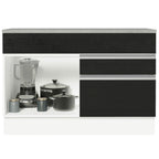 Balcão Gabinete 120 x 60 cm 1 Porta 2 Gavetas Branco/Preto (Com Tampo) Glamy Madesa