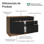 Balcão Gabinete de Pia 120 x 60 cm 1 Porta 2 Gavetas Rustic/Preto (Sem Tampo) Agata Madesa