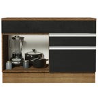 Balcão Gabinete 120 x 60 cm 1 Porta 2 Gavetas Rustic/Preto (Com Tampo) Glamy Madesa