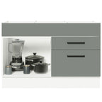 Balcão Gabinete de Pia 120 x 60 cm 1 Porta 2 Gavetas Branco/Cinza (Sem Tampo) Agata Madesa