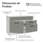 Balcão Gabinete de Pia 120 x 60 cm 1 Porta 2 Gavetas Branco/Cinza (Sem Tampo) Agata Madesa