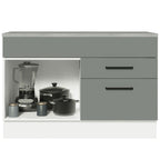 Balcão Gabinete 120 x 60 cm 1 Porta 2 Gavetas Branco/Cinza (Com Tampo) Agata Madesa