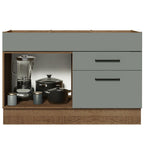 Balcão Gabinete de Pia 120 x 60 cm 1 Porta 2 Gavetas Rustic/Cinza (Sem Tampo) Agata Madesa