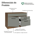 Balcão Gabinete 120 x 60 cm 1 Porta 2 Gavetas Rustic/Cinza (Com Tampo) Agata Madesa