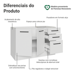 Balcão Gabinete de Pia Madesa Agata 120 x 60 cm 2 Portas e 3 Gavetas (Sem Tampo) Branco