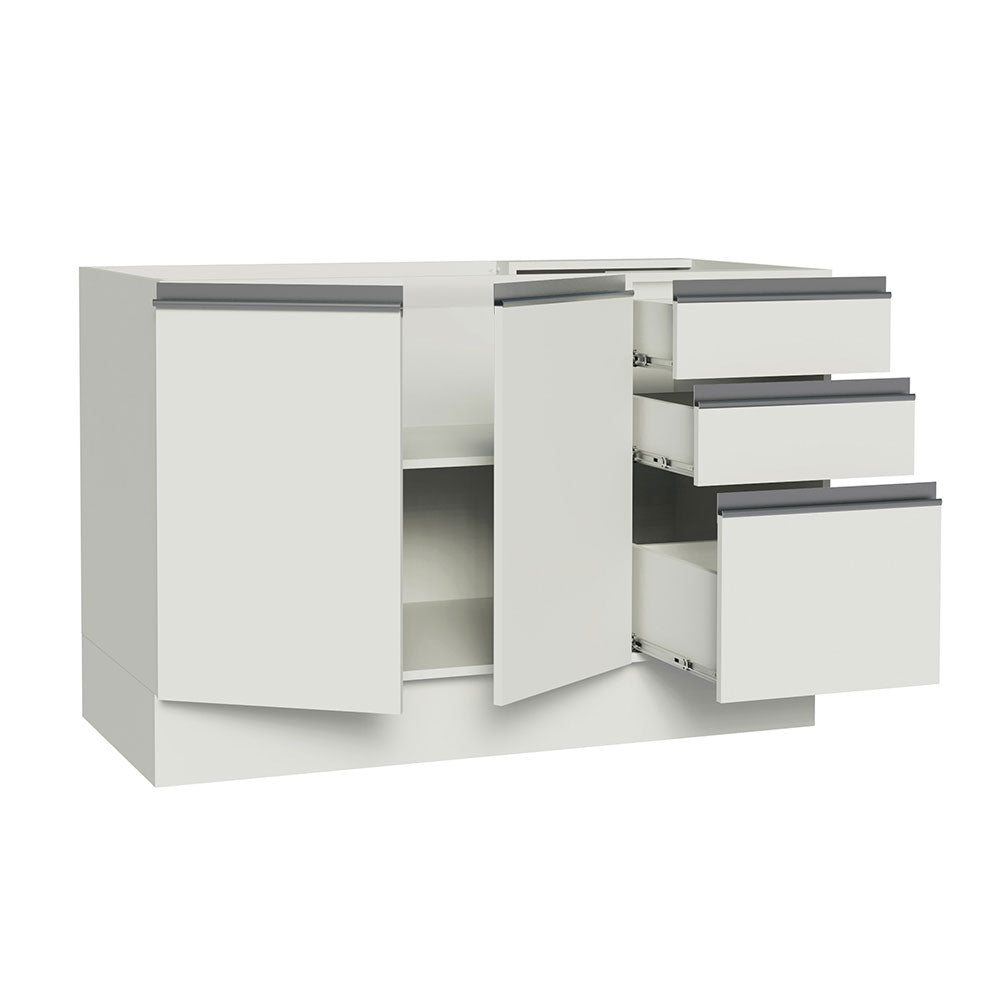 Balcão Gabinete de Pia Madesa Glamy 120 x 60 cm 2 Portas e 3 Gavetas (Sem Tampo) Branco