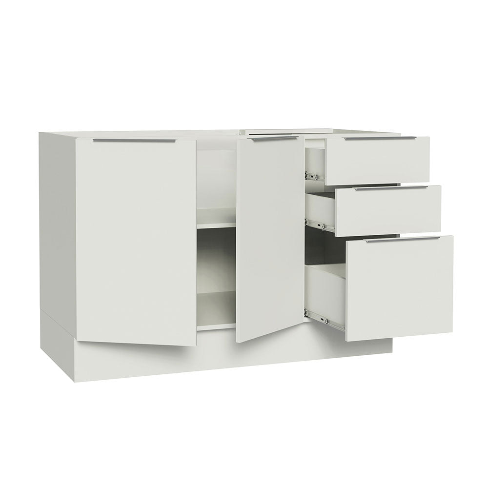 Balcão Gabinete de Pia Madesa Stella 120 x 60 cm 2 Portas e 3 Gavetas (Sem Tampo) Branco