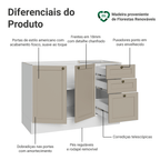 Balcão de Pia 120 x 60 cm 2 Portas 3 Gavetas (Sem Tampo) Branco/Crema Vik Madesa