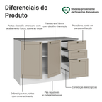 Balcão de Cozinha 120 x 60 cm 2 Portas 3 Gavetas (Com Tampo) Branco/Crema Vik Madesa