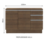 Balcão Cozinha 120 x 60 cm 2 Portas e 3 Gavetas (Com Tampo) Rustic Glamy Madesa
