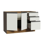 Balcão Gabinete de Pia Madesa Glamy 120 x 60 cm 2 Portas e 3 Gavetas (Sem Tampo) Rustic/Branco