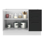 Balcão Gabinete de Pia Madesa Agata 120 x 60 cm 2 Portas e 3 Gavetas (Sem Tampo) Branco/Preto