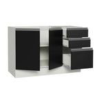 Balcão Gabinete de Pia Madesa Glamy 120 x 60 cm 2 Portas e 3 Gavetas (Sem Tampo) Branco/Preto