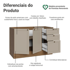 Balcão de Pia 120 x 60 cm 2 Portas 3 Gavetas (Sem Tampo) Rustic/Crema Vik Madesa