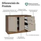 Balcão de Cozinha 120 x 60 cm 2 Portas 3 Gavetas (Com Tampo) Rustic/Crema Vik Madesa