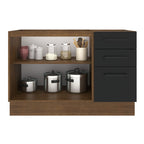 Balcão Gabinete de Pia Madesa Agata 120 x 60 cm 2 Portas e 3 Gavetas (Sem Tampo) Rustic/Preto